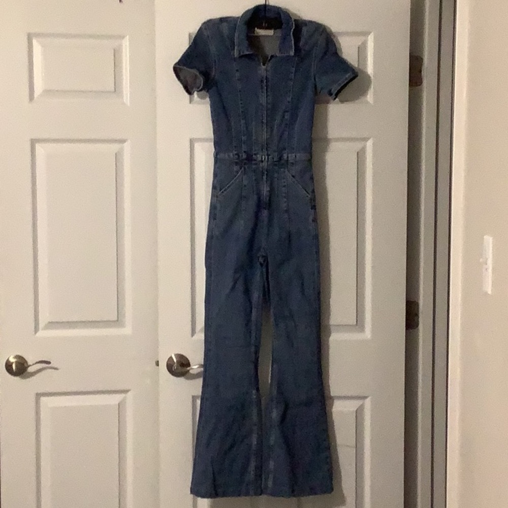 Free People Blue Denim Jumpsuit